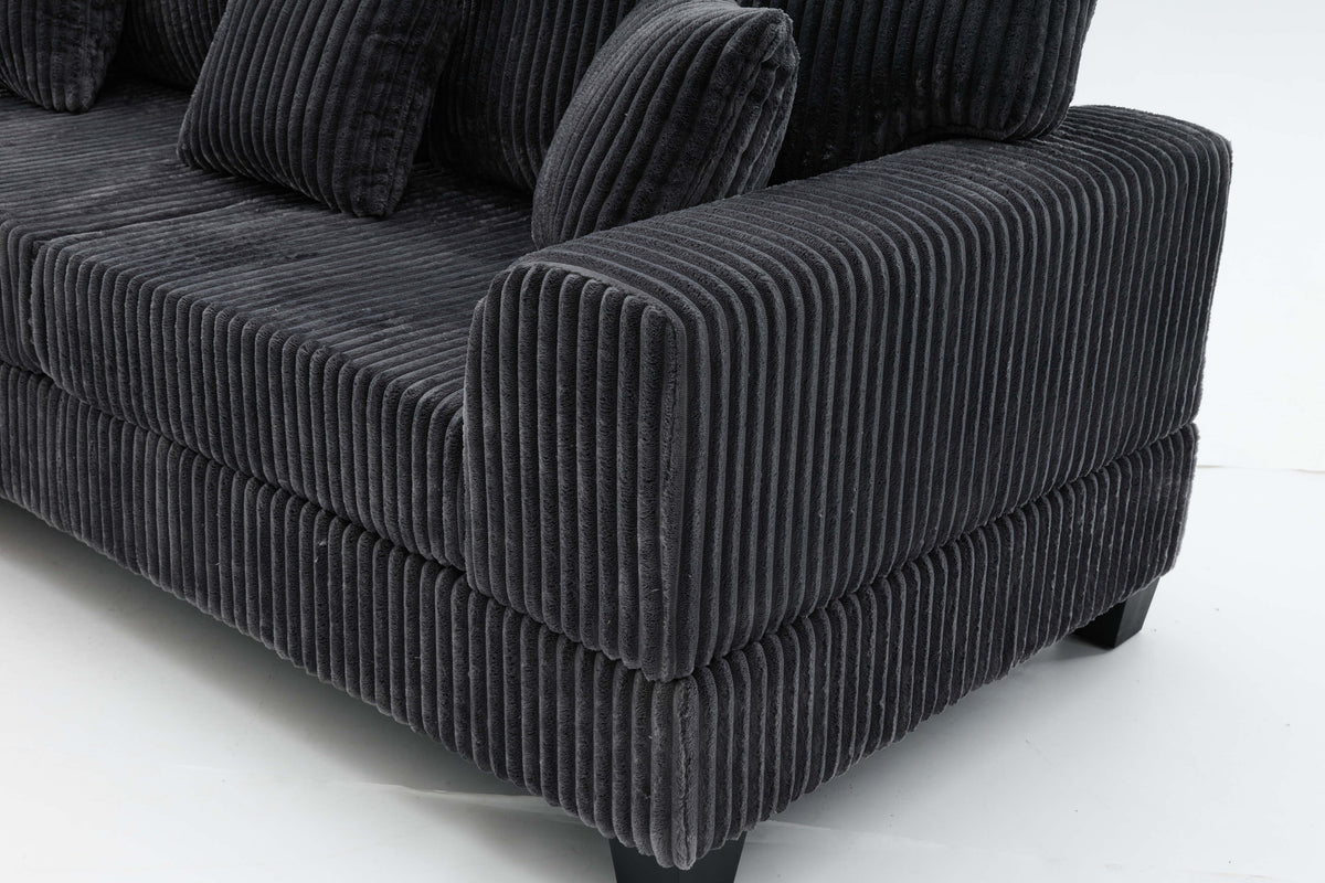 Brand New Dark Grey Corduroy L-Shape Sofa | Sydney Wide Delivery