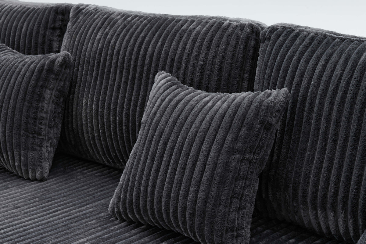 Brand New Dark Grey Corduroy L-Shape Sofa | Sydney Wide Delivery