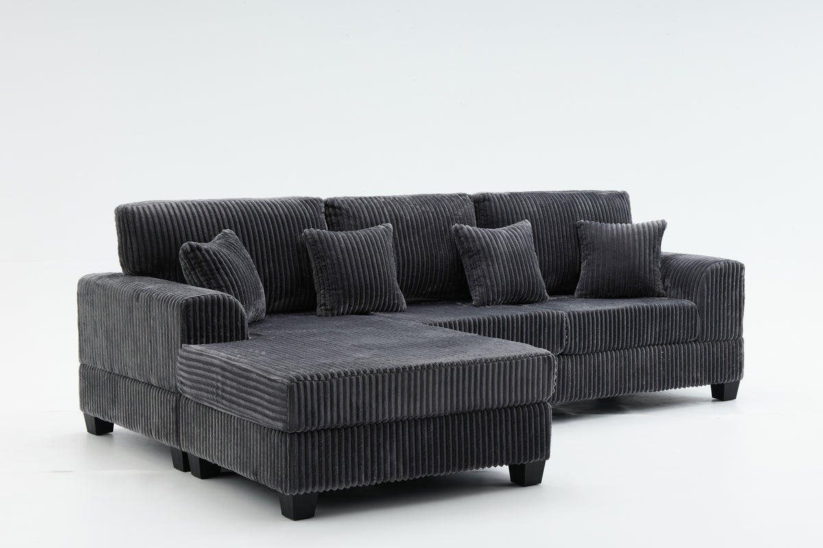 Brand New Dark Grey Corduroy L-Shape Sofa | Sydney Wide Delivery