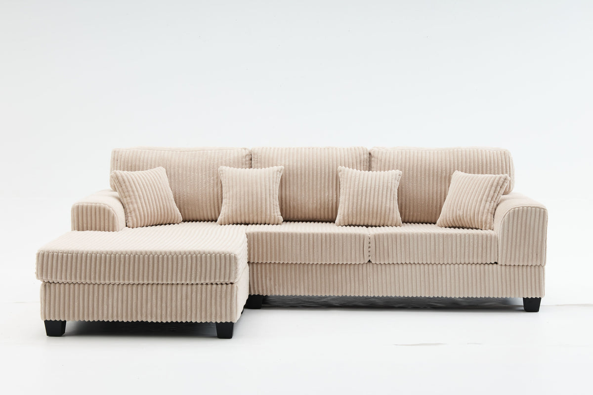 Brand New Beige Corduroy L-Shape Sofa | Sydney Wide Delivery