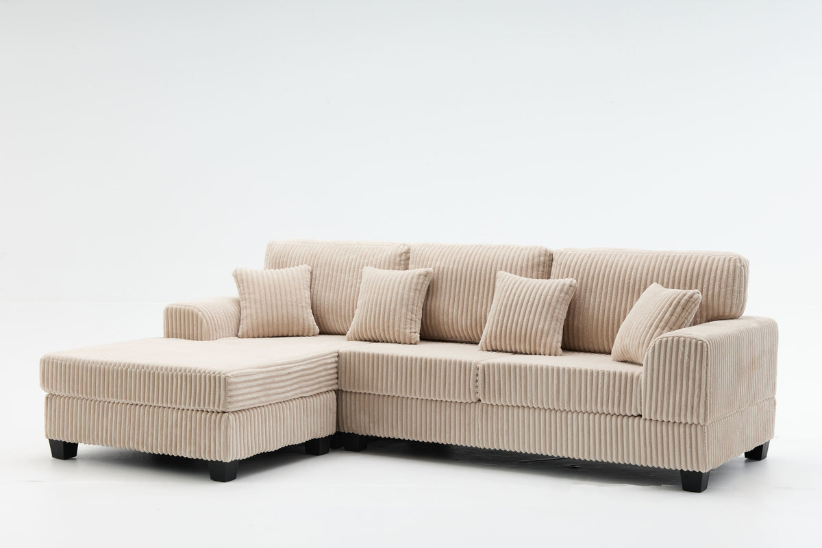 Brand New Beige Corduroy L-Shape Sofa | Sydney Wide Delivery
