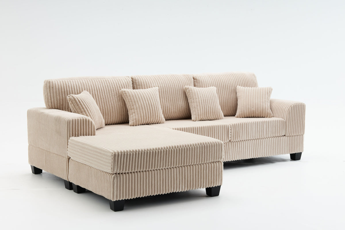 Brand New Beige Corduroy L-Shape Sofa | Sydney Wide Delivery