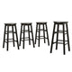 4x Bar Stools Round Chairs Wooden Black