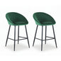 2x Bar Stools Kitchen Dining Chair Counter Stool Tub Velvet Metal Green