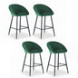 4x Bar Stools Kitchen Dining Chair Counter Stool Tub Velvet Metal Green
