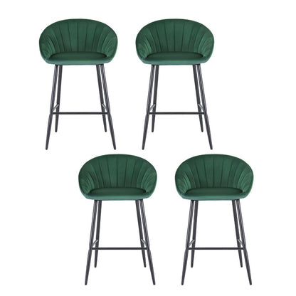 4x Bar Stools Kitchen Dining Chair Counter Stool Tub Velvet Metal Green