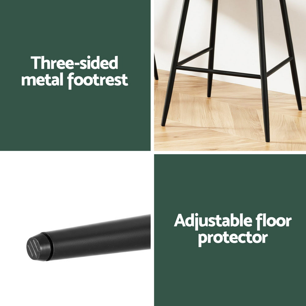 4x Bar Stools Kitchen Dining Chair Counter Stool Tub Velvet Metal Green