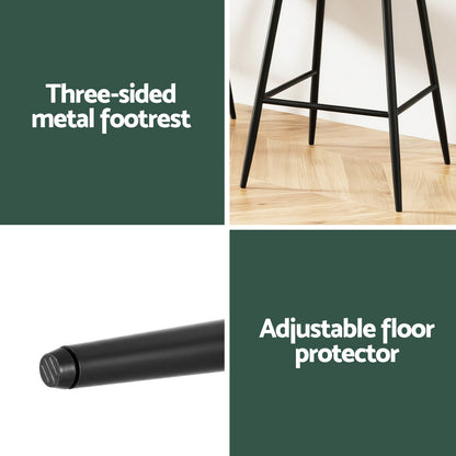 4x Bar Stools Kitchen Dining Chair Counter Stool Tub Velvet Metal Green