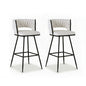 2x Bar Stools Kitchen Dining Chair Counter Stool Woven Velvet Metal Ivory