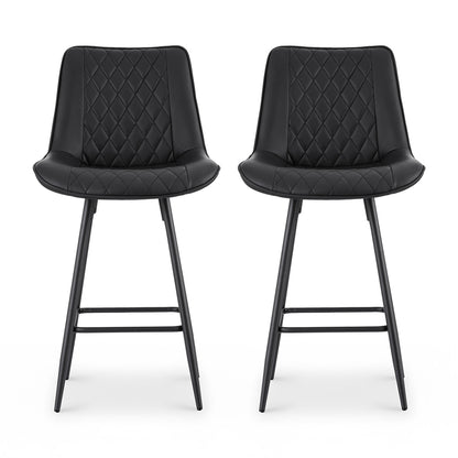 2x Bar Stools Kitchen Dining Chair Counter Stool Diamond PU Leather Black