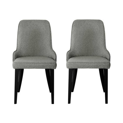 Dining Chairs Set of 2 Linen Fabric Grey