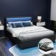 COLE Bed Frame Queen Size LED Gas Lift Black