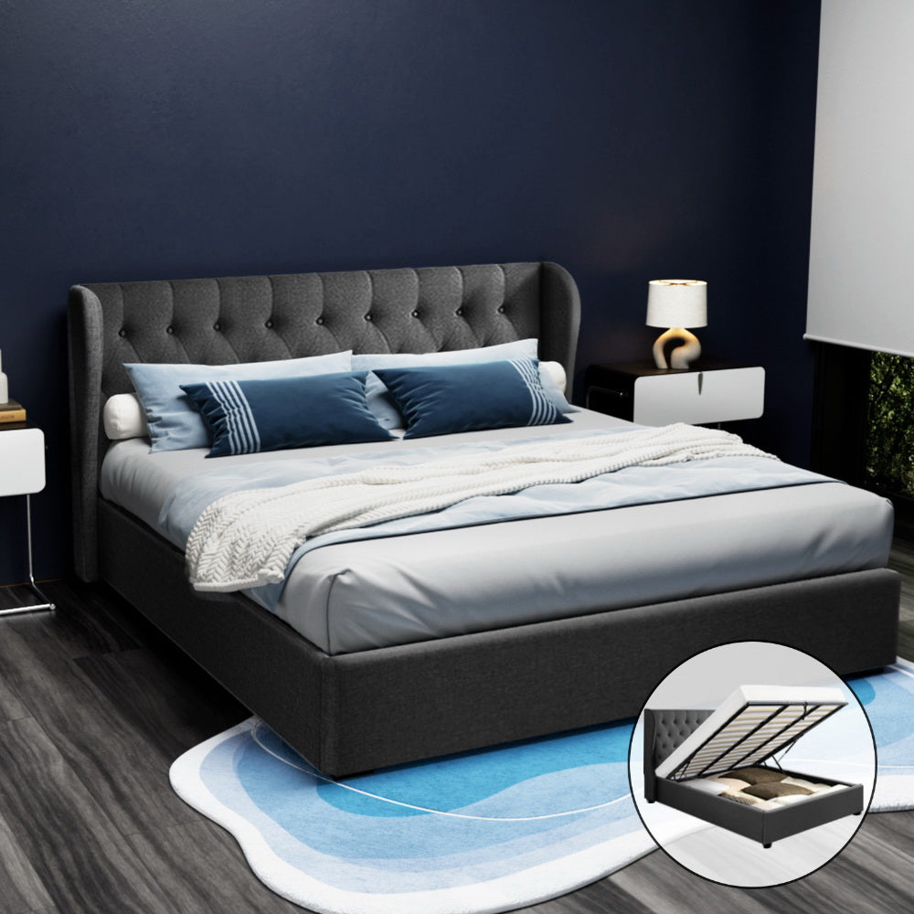 ISSA Bed Frame King Size Gas Lift Charcoal