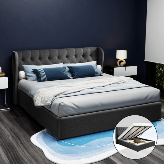 ISSA Bed Frame King Size Gas Lift Charcoal
