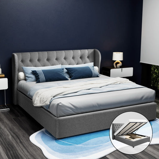 ISSA Bed Frame King Size Gas Lift Grey