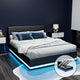 LUMI Bed Frame Double Size LED Gas Lift Black