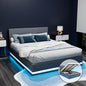LUMI Bed Frame Queen Size LED Gas Lift Grey