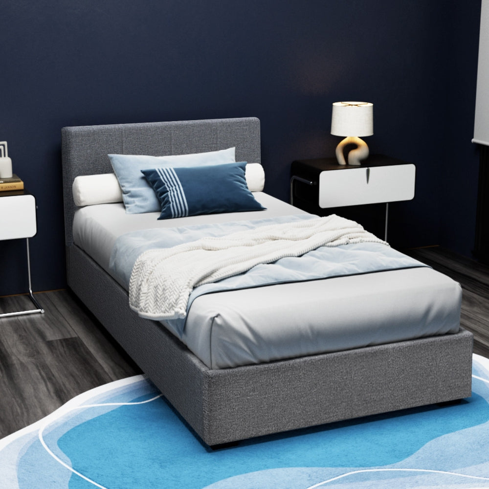 NINO Bed Frame King Single Size Gas Lift Grey
