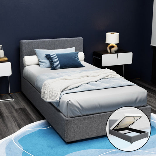 NINO Bed Frame King Single Size Gas Lift Grey
