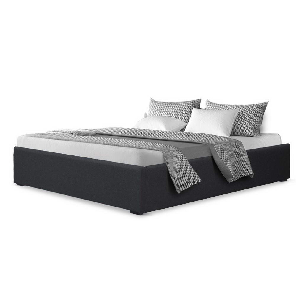TOKI Bed Frame Double Size Gas Lift Base Charcoal