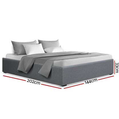 TOKI Bed Frame Double Size Gas Lift Base Grey