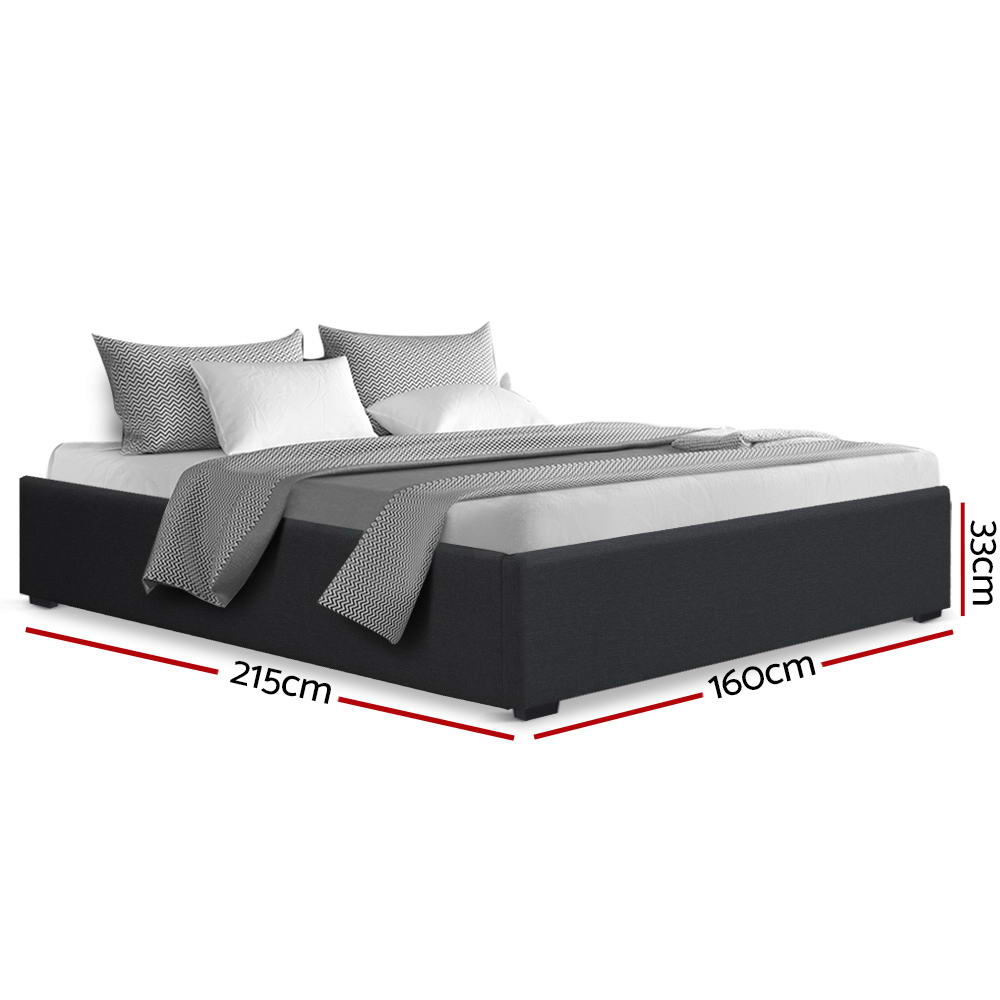 TOKI Bed Frame Queen Size Gas Lift Base Charcoal