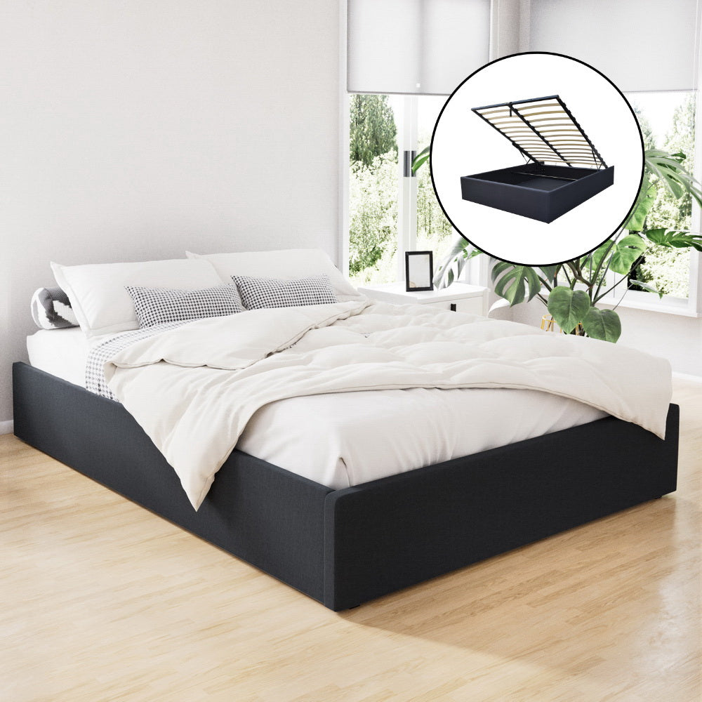 TOKI Bed Frame Queen Size Gas Lift Base Charcoal