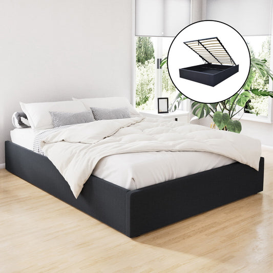 TOKI Bed Frame Queen Size Gas Lift Base Charcoal