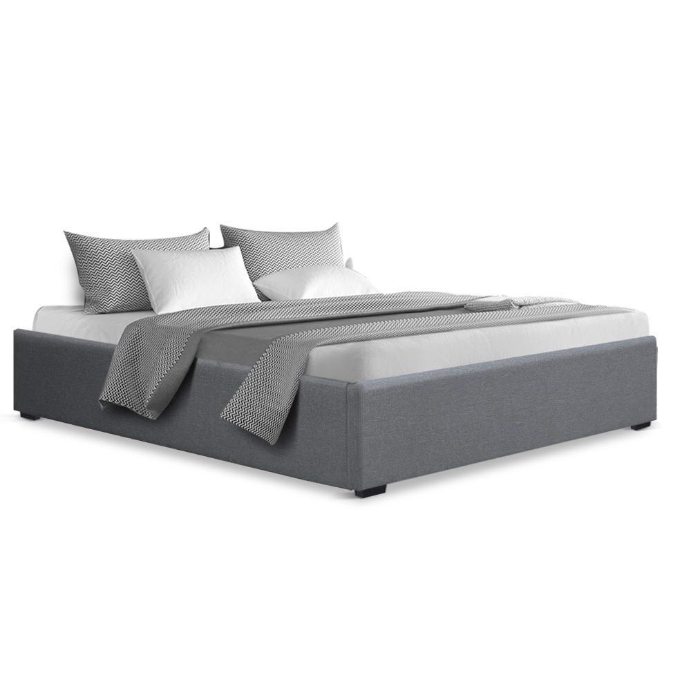 TOKI Bed Frame Queen Size Gas Lift Base Grey