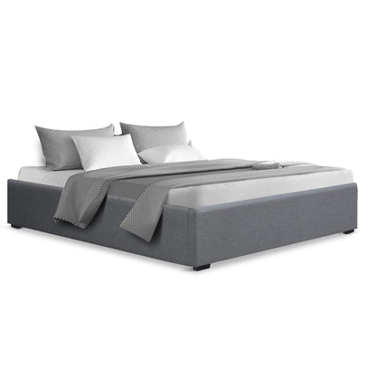TOKI Bed Frame Queen Size Gas Lift Base Grey