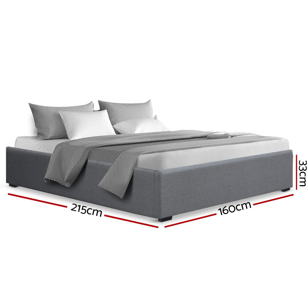 TOKI Bed Frame Queen Size Gas Lift Base Grey