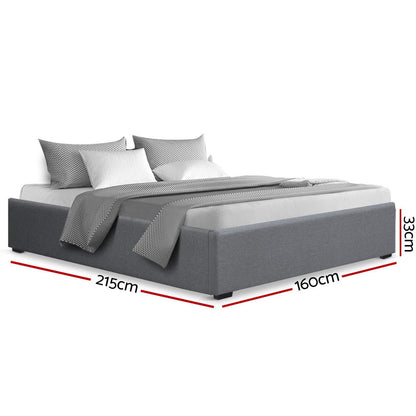 TOKI Bed Frame Queen Size Gas Lift Base Grey