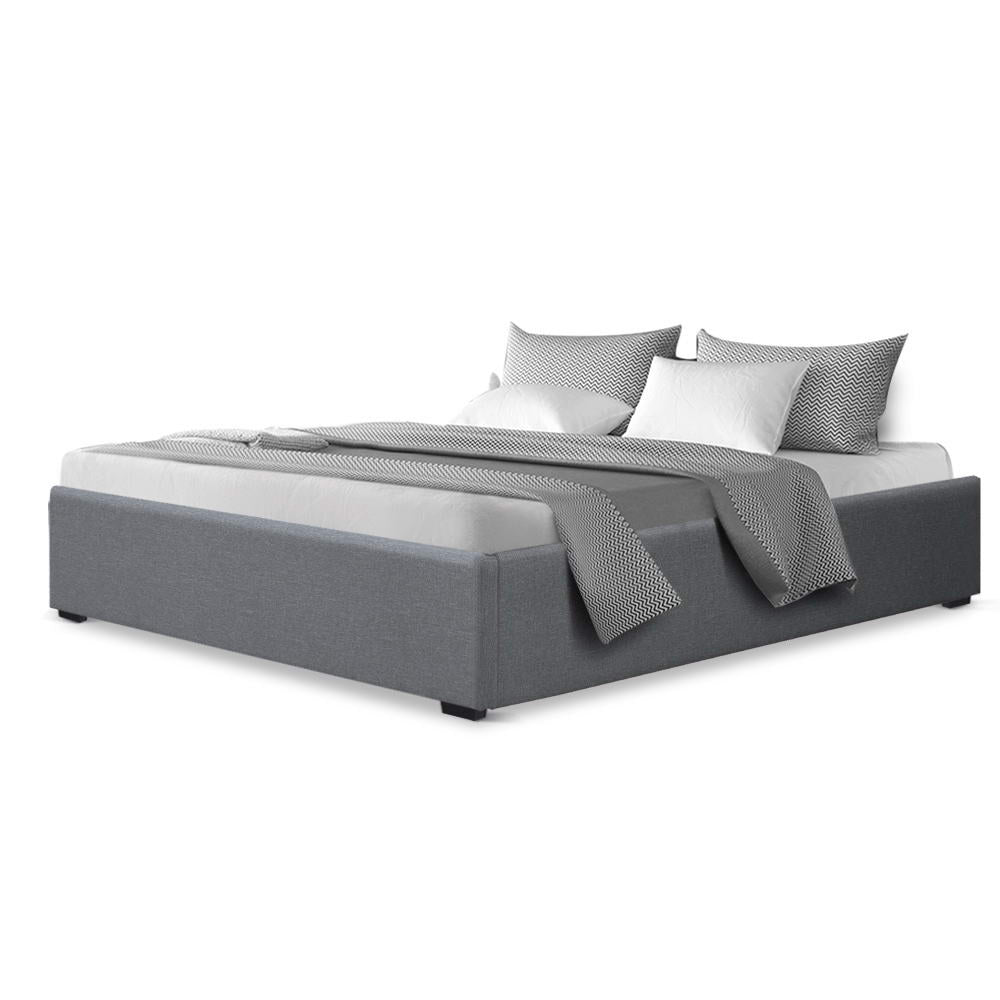 TOKI Bed Frame Queen Size Gas Lift Base Grey