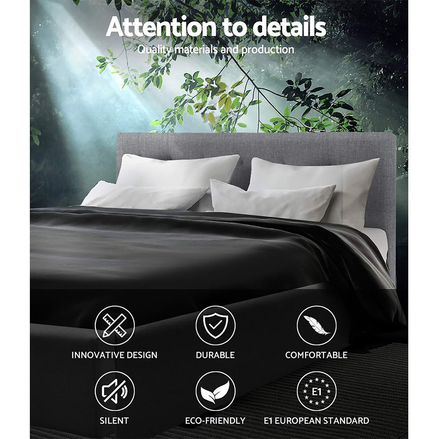 VANKE Bed Frame Double Size Grey