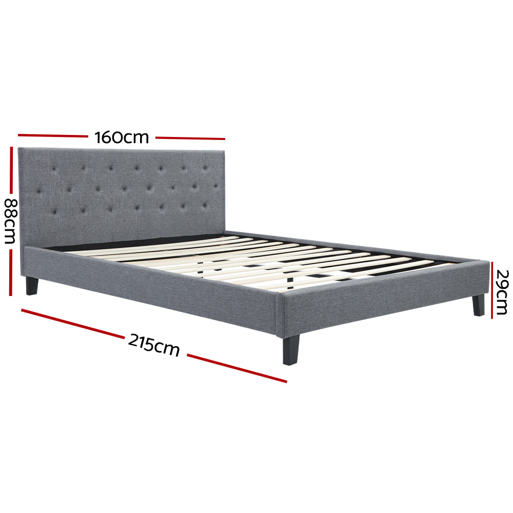 VANKE Bed Frame Queen Size Grey