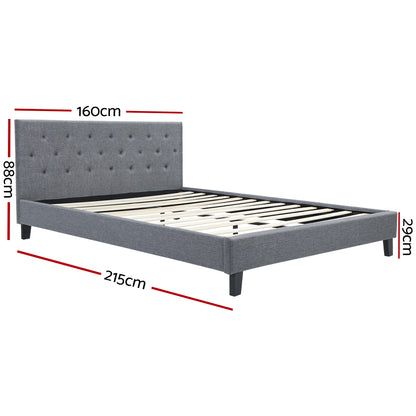 VANKE Bed Frame Queen Size Grey