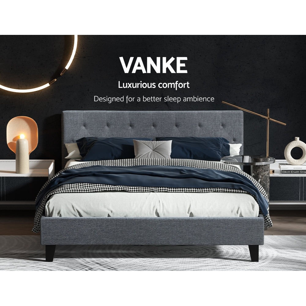 VANKE Bed Frame Queen Size Grey