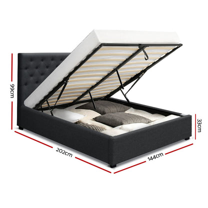 VILA Bed Frame Double Size Gas Lift Charcoal