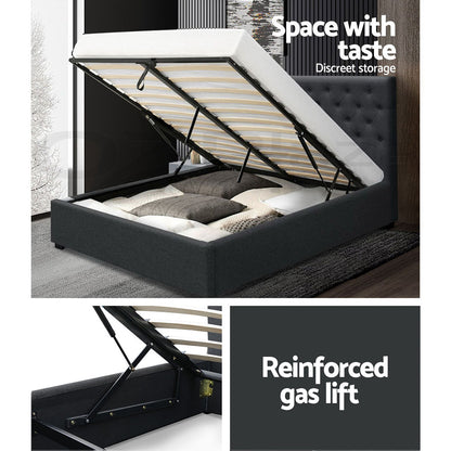 VILA Bed Frame Double Size Gas Lift Charcoal
