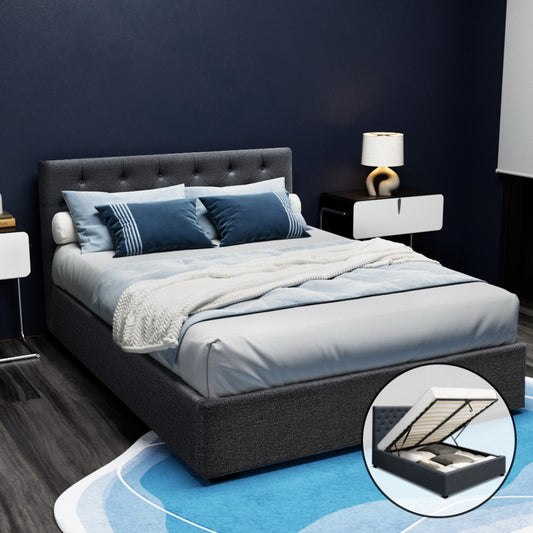 VILA Bed Frame Double Size Gas Lift Charcoal