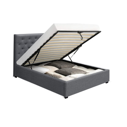 VILA Bed Frame King Single Size Gas Lift Grey