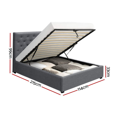 VILA Bed Frame King Single Size Gas Lift Grey