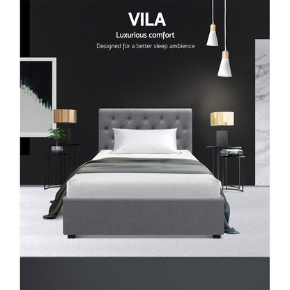 VILA Bed Frame King Single Size Gas Lift Grey