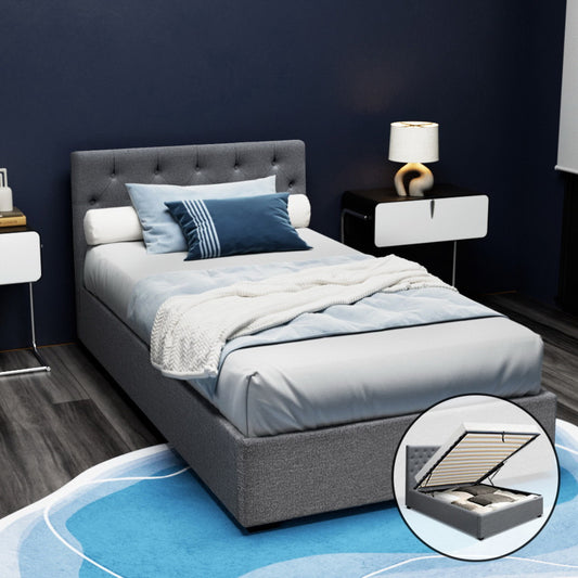 VILA Bed Frame King Single Size Gas Lift Grey