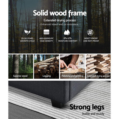 VILA Bed Frame Queen Size Gas Lift Charcoal