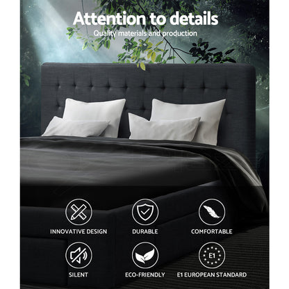 AVIO Bed Frame Queen Size with 4 Drawers Charcoal