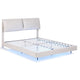 Double Bed Frame RGB LED Floating Beds Adjustable Headboard Beige White