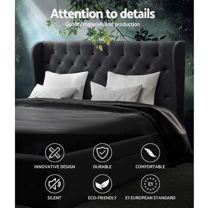 MILA Bed Frame King Size with 4 Drawers Charcoal
