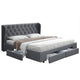 MILA Bed Frame Queen Size with 4 Drawers Grey