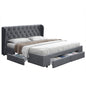 MILA Bed Frame Queen Size with 4 Drawers Grey